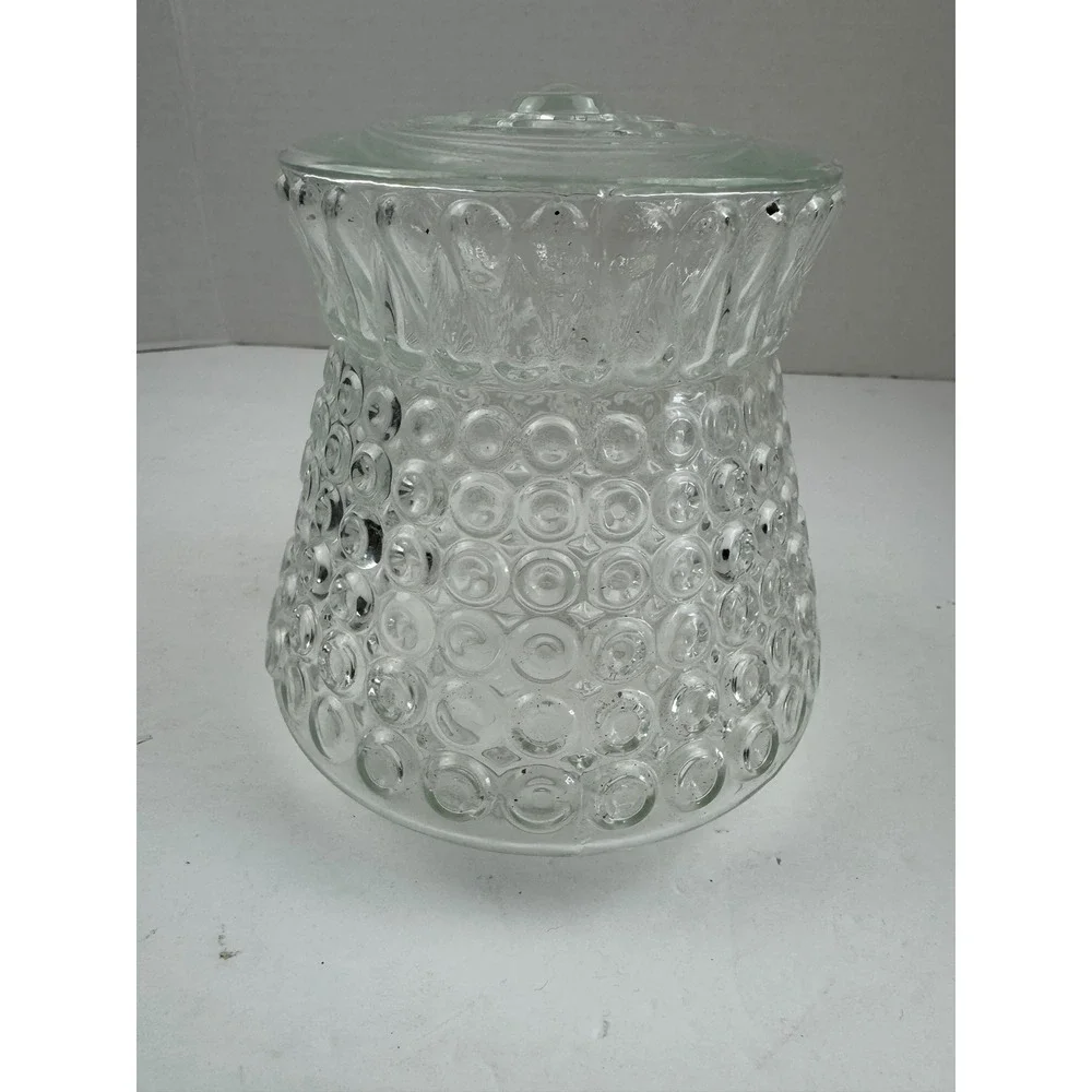 Vintage Mid Century Clear Glass Bullseye Polka Dot Flush Mount Light Cover